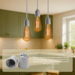 5 Pack Ceramic E27 Lamp Holder Heat Resistant Light Bulb Socket Base 250V 60W Ceiling Pendant Or Wall Light Fitting - thumbnail 4