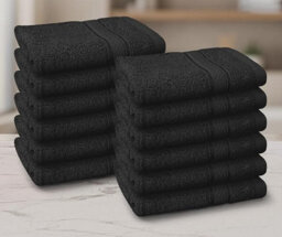 Casabella 12 Pack Flannel Face Cloth - 100% Cotton Face Towels Soft & Absorbent Super Quality Washcloths - thumbnail 1