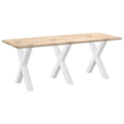 Berkfield Dining Table Legs X-Shaped 3 Pcs White 70X(72-73) Cm Steel - thumbnail 8
