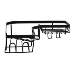 Living And Home 3 Piece Wall Mount Corner Shower Caddy Set Black Metal No Drill Bathroom Organizer With Side Hooks - thumbnail 5
