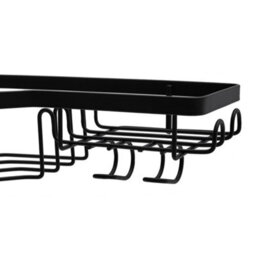 Living And Home 3 Piece Wall Mount Corner Shower Caddy Set Black Metal No Drill Bathroom Organizer With Side Hooks - thumbnail 8