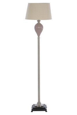 Orsina Floor Lamp With Fluted Ceramic Body, Taupe Diffusing Shade & Reflective Iron Detailing, Lighting - image 1