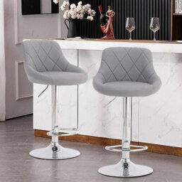 Alivio Set Of 2 Premium Luxury Chrome Bar Stools Extra Comfortable For Bar Counter Pub Island Restaurant Dining Room - thumbnail 2