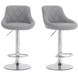Alivio Set Of 2 Premium Luxury Chrome Bar Stools Extra Comfortable For Bar Counter Pub Island Restaurant Dining Room