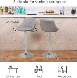 Alivio Set Of 2 Premium Luxury Chrome Bar Stools Extra Comfortable For Bar Counter Pub Island Restaurant Dining Room - thumbnail 3