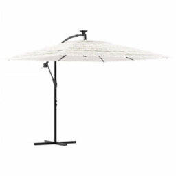 Berkfield Garden Parasol With Steel Pole White 246X246X230 Cm - thumbnail 2