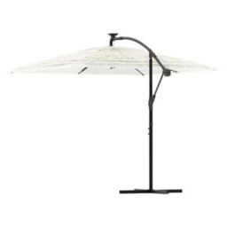 Berkfield Garden Parasol With Steel Pole White 246X246X230 Cm - thumbnail 5
