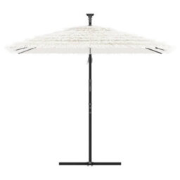 Berkfield Garden Parasol With Steel Pole White 246X246X230 Cm - thumbnail 3