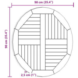 Walplus Table Top Solid Teak Wood Round 2.5 Cm 90 Cm - thumbnail 8