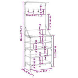 Walplus Clothes Rack With Shoe Storage Smoked Oak 70X34X184 Cm - thumbnail 9