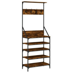 Walplus Clothes Rack With Shoe Storage Smoked Oak 70X34X184 Cm - thumbnail 2