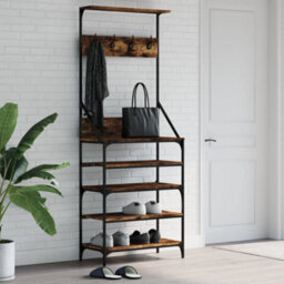 Walplus Clothes Rack With Shoe Storage Smoked Oak 70X34X184 Cm - thumbnail 1
