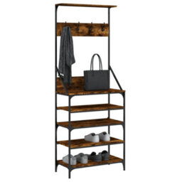 Walplus Clothes Rack With Shoe Storage Smoked Oak 70X34X184 Cm - thumbnail 3