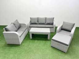 Fimous Pe Wicker 7 Seater Outdoor Rattan Furniture Sofa Sets Coffee Table Reclining Chair Loveseat Sofa Big Footstool - thumbnail 2