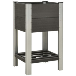 Berkfield Durable Garden Raised Bed With Shelf 50X50X90 Cm Wpc Grey - thumbnail 2