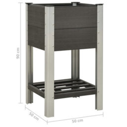 Berkfield Durable Garden Raised Bed With Shelf 50X50X90 Cm Wpc Grey - thumbnail 5