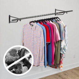 House Of Home Black Heavy Duty Wall-Mounted Clothes Rail 6Ft Wardrobe Storage & Organiser - thumbnail 6