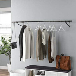 House Of Home Black Heavy Duty Wall-Mounted Clothes Rail 6Ft Wardrobe Storage & Organiser - thumbnail 1