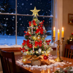 CLEFFNS Mini Christmas Tree Diy Craft Kit, Artificial Small Tabletop Christmas Tree With Lights, Star Treetop, Diy Tabletop Ornament Tree - thumbnail 1