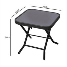 Garden Furniture Glass Top Side Table Patio Rattan Foldable Drinks Coffee - thumbnail 2