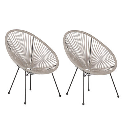 Beliani Set Of 2 Garden Chairs Acapulco Ii Pe Rattan Light Grey - image 1