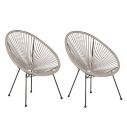 Beliani Set Of 2 Garden Chairs Acapulco Ii Pe Rattan Light Grey - thumbnail 1