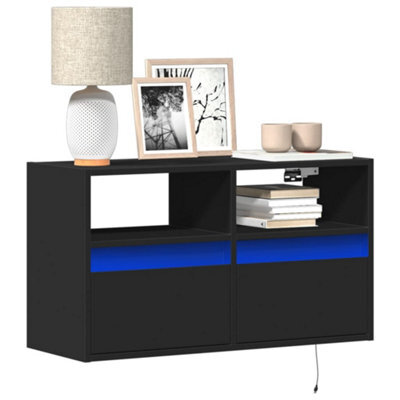 Berkfield Tv Wall Cabinet With Led Lights Black 80X31X45 Cm - image 1