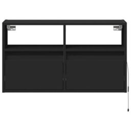 Berkfield Tv Wall Cabinet With Led Lights Black 80X31X45 Cm - thumbnail 6