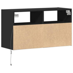 Berkfield Tv Wall Cabinet With Led Lights Black 80X31X45 Cm - thumbnail 8