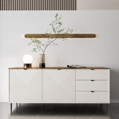 Heze Furniture Evo 2 Door Wide Sideboard With Drawers Modern Textured Style - image 1