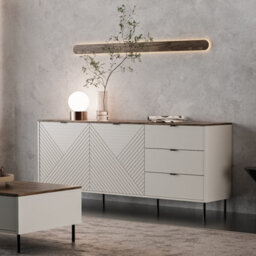 Heze Furniture Evo 2 Door Wide Sideboard With Drawers Modern Textured Style - thumbnail 2