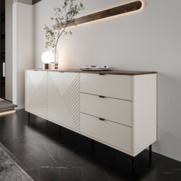 Heze Furniture Evo 2 Door Wide Sideboard With Drawers Modern Textured Style - thumbnail 3