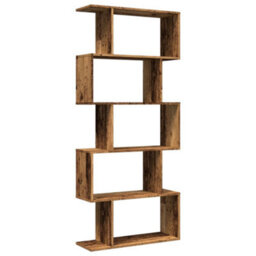 Berkfield Room Divider Bookcase 5-Tier Old Wood 70X24X161 Cm Engineered Wood - thumbnail 7
