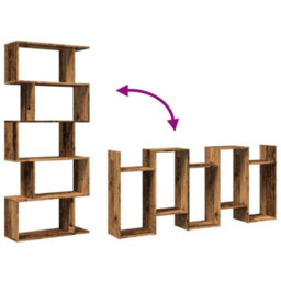 Berkfield Room Divider Bookcase 5-Tier Old Wood 70X24X161 Cm Engineered Wood - thumbnail 8