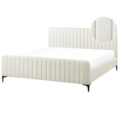 Beliani Bed Boucle Lunan 180 X 200 Cm (Eu Super King) Off-White - image 1