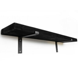 Toolty Rustic Handmade Wall Shelf, Wall Mounted, 100Cm X 22.5Cm Down Design, Black Ash, Handcrafted Vintage Style - thumbnail 5