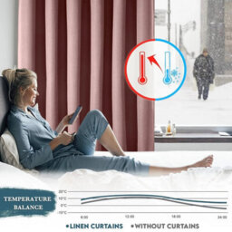 Ameha 100%blackout Eyelet Curtain Energy Efficient Thermal Insulated Window Curtain Pair 46X54' For Bedroom Blush Pink Curtain - thumbnail 8