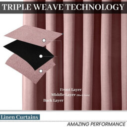 Ameha 100%blackout Eyelet Curtain Energy Efficient Thermal Insulated Window Curtain Pair 46X54' For Bedroom Blush Pink Curtain - thumbnail 7