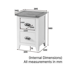 The Furniture Market Westbury Blue Painted Slim 2 Drawer Bedside Table Light Oak Top, Brushed Steel Handles, Compact Storage For Small Spaces - thumbnail 9