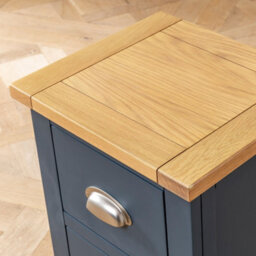 The Furniture Market Westbury Blue Painted Slim 2 Drawer Bedside Table Light Oak Top, Brushed Steel Handles, Compact Storage For Small Spaces - thumbnail 8
