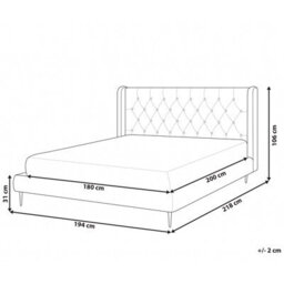 Beliani Bed Velvet Forbach 180 X 200 Cm (Eu Super King) Grey - thumbnail 3