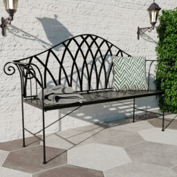2 Seat Vintage Garden Bench - Traditional Wrought Iron Design, Easy Assembly, Black Antique Finish - 4Ft (1300mm)