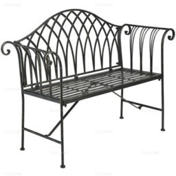 2 Seat Vintage Garden Bench - Traditional Wrought Iron Design, Easy Assembly, Black Antique Finish - 4Ft (1300mm) - thumbnail 2