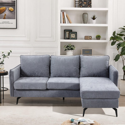 Thehotsale Grey 3-Seater Upholstered Corner Sectional Sofa For Living Room - image 1