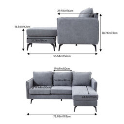Thehotsale Grey 3-Seater Upholstered Corner Sectional Sofa For Living Room - thumbnail 8