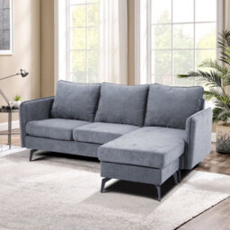 Thehotsale Grey 3-Seater Upholstered Corner Sectional Sofa For Living Room - thumbnail 2