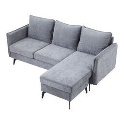 Thehotsale Grey 3-Seater Upholstered Corner Sectional Sofa For Living Room - thumbnail 5