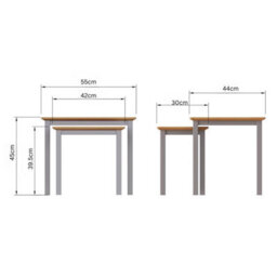 Fwstyle Oak Veneer Nest Of 2 Grey Tables Ready Assembled - thumbnail 4
