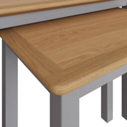 Fwstyle Oak Veneer Nest Of 2 Grey Tables Ready Assembled - thumbnail 3