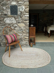 Second Nature Online Chakkar Pale Stripe Oval Jute Beige Hall Rug / 75 Cm X 120 Cm - thumbnail 8